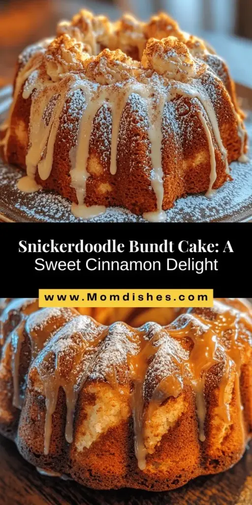 Get ready to indulge in a delicious twist on classic snickerdoodles with this Snickerdoodle Bundt Cake! Bursting with warm cinnamon-sugar flavors, this cake features a delightful cinnamon swirl and a beautifully moist texture that’s perfect for any gathering. Easy to make and visually stunning, this Bundt cake brings nostalgic comfort to your table. Treat your family and friends to a slice of happiness! #SnickerdoodleCake #BundtCake #BakingJoy #CinnamonSwirl #DessertLovers #HomemadeTreats