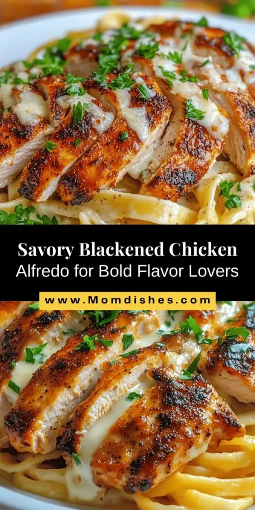 Indulge in the vibrant flavors of Blackened Chicken Alfredo, a dish that combines spicy blackened chicken with creamy fettuccine Alfredo for a truly satisfying meal. This recipe highlights the art of balancing bold spices and rich cream, ensuring each bite is unforgettable. Perfect for a cozy dinner or entertaining guests, this dish is easy to make and incredibly delicious. Dive into a culinary adventure today! #BlackenedChicken #AlfredoPasta #ComfortFood #DinnerIdeas #RecipeInspiration