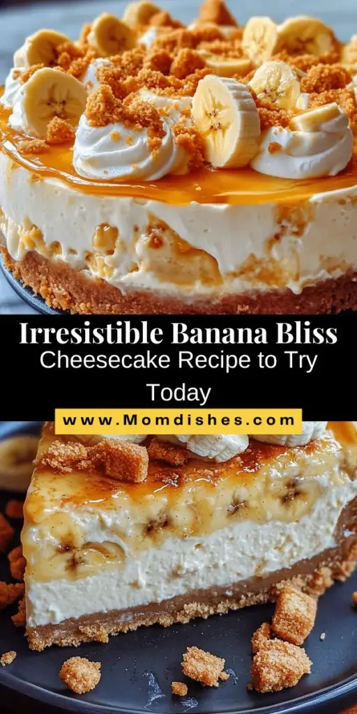 Satisfy your sweet cravings with this irresistible Banana Bliss Cheesecake! This delightful dessert combines a creamy cheesecake filling with a luscious banana pudding layer, all resting on a crunchy graham cracker crust. Perfect for any occasion, our step-by-step guide will help you master this indulgent treat from scratch. Elevate your dessert game today and impress your guests! #BananaBlissCheesecake #CheesecakeLove #DessertHeaven #BakingFromScratch #SweetTreats