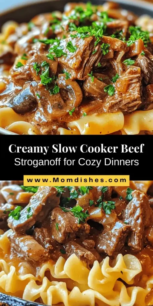 Discover the ultimate comfort food with this Slow Cooker Pot Roast Beef Stroganoff! Tender beef, a rich creamy sauce, and savory mushrooms create a hearty dinner ready to delight your family. Perfect for busy days, simply set it in the morning and come home to a gourmet meal that’s easy to prepare. Dive into the history and nutritional benefits behind this beloved dish and follow a simple recipe to make it at home. #SlowCooker #BeefStroganoff #ComfortFood #FamilyDinner #EasyRecipes #CookingAtHome #HeartyMeals