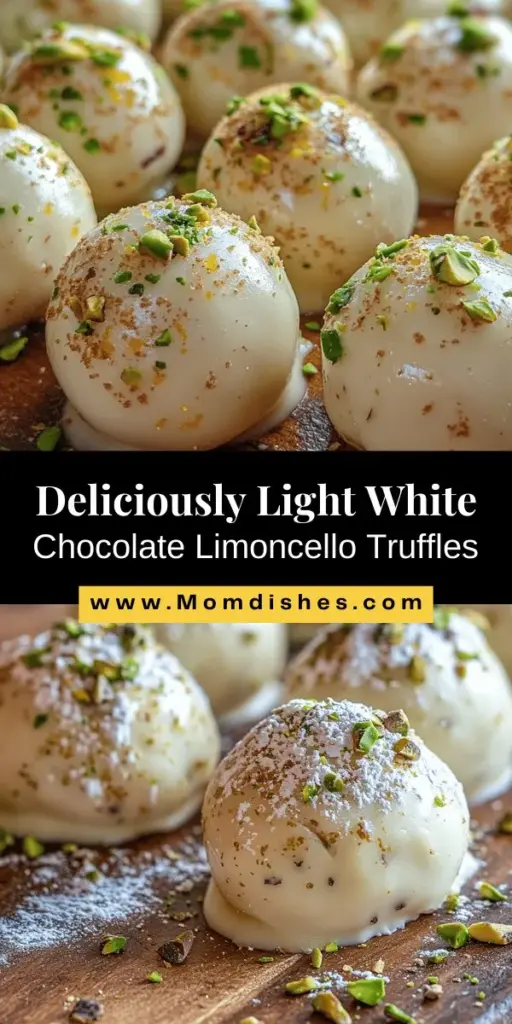 Discover the elegance of Luscious White Chocolate Limoncello Truffles, a perfect blend of sweet white chocolate and tangy limoncello. These delightful bites are ideal for any celebration or a well-deserved treat at home. Follow our step-by-step guide to create these heavenly confections, complete with tips for flavor balance and presentation. Elevate your dessert game with this sophisticated yet approachable recipe! #Truffles #DessertRecipes #ChocolateLovers #Limoncello #HomemadeDelights #SweetTreats #ElegantDesserts