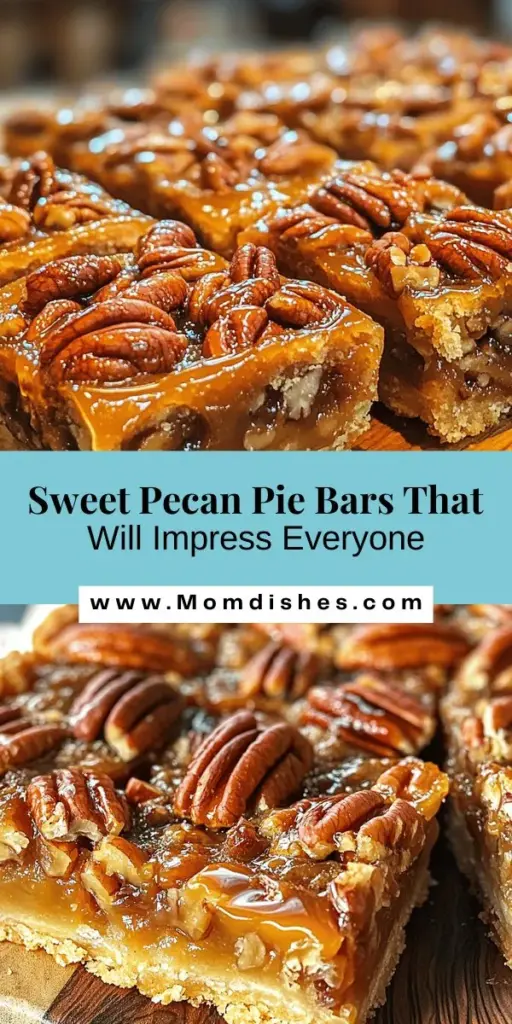 Indulge in the sweet and crunchy delight of pecan pie bars! These easy-to-make treats deliver the classic flavors of pecan pie in a portable bar form, perfect for any occasion. With a buttery crust, gooey filling, and crunchy pecans, they are sure to impress at gatherings or as a delicious everyday snack. Elevate your dessert game with this versatile recipe and enjoy a delightful treat that everyone will love! #PecanPieBars #Baking #DessertRecipes #HomemadeTreats #ThanksgivingDessert #ComfortFood #NuttyGoodness