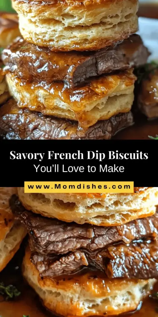 Discover the delicious fusion of flavors with French Dip Biscuits! This recipe combines tender roast beef with buttery, cheesy biscuits, creating a memorable meal that's perfect for any occasion. Dive into the rich history of the French Dip sandwich while learning how to whip up perfectly flaky biscuits and a savory au jus for dipping. Impress your guests or simply enjoy a comforting family dinner with these mouthwatering bites. #FrenchDipBiscuits #ComfortFood #RecipeIdeas #EasyCooking #CulinaryDelight #Foodie