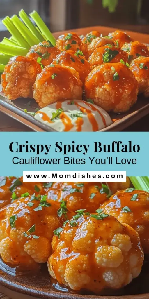 Spicy Buffalo Cauliflower Bites are the perfect plant-based snack that packs a flavorful punch! With a crispy exterior and bold buffalo sauce, these bites are a hit for any occasion, from appetizers to game-day treats. This recipe is easy to follow and can be customized with various spices for your favorite flavor. Enjoy guilt-free indulgence that's nutritious and delicious! Try them out today! #BuffaloCauliflower #PlantBased #HealthySnacks #VeganRecipes #SpicyGoodness #CauliflowerBites