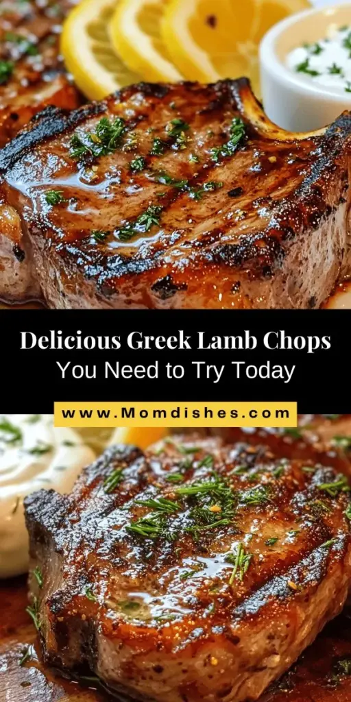 Indulge in the vibrant flavors of Greece with this Flavorful Greek Lamb Chops recipe! Perfectly marinated in olive oil, lemon, and fresh herbs, these tender lamb chops promise a taste sensation that is both nutritious and delightful. Serve them with a creamy Greek yogurt dipping sauce and your favorite Mediterranean sides for a well-rounded meal. Gather your loved ones and savor the essence of Greek culinary traditions. #GreekCuisine #LambChops #Foodie #HealthyEating #MediterraneanDiet #RecipeIdeas #CookingAtHome #FlavorfulDinner