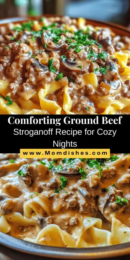 Discover the warmth of Ground Beef Stroganoff, a beloved comfort food that brings family together. This hearty dish combines tender ground beef in a creamy, savory sauce with earthy mushrooms and vibrant vegetables, perfect for cozy nights. Dive into its rich history and learn step-by-step how to create this delicious meal at home. Whether served over egg noodles or rice, it’s sure to become a staple in your kitchen! #BeefStroganoff #ComfortFood #Recipes #FamilyMeals #HomeCooking #Foodie