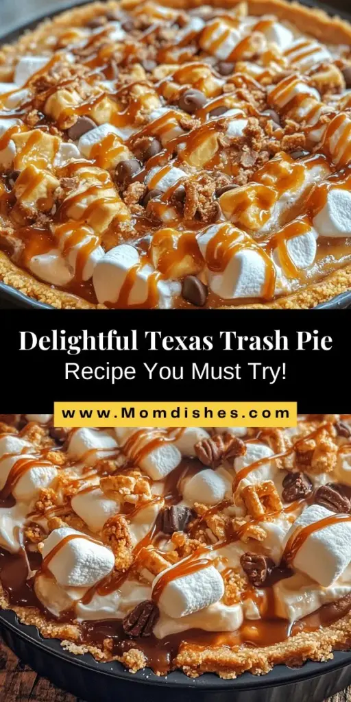 Discover the delightful chaos of Texas Trash Pie, a beloved Southern dessert that combines sweet and salty flavors for a truly unique treat. With ingredients like sweetened condensed milk, crunchy peanut butter, mini marshmallows, and crushed pretzels, this pie is perfect for gatherings and celebrations. Its playful nature provides endless customization options. Dive into this delicious experience and brighten your dessert table! #TexasTrashPie #SouthernDessert #PieLovers #BakingJoy #SweetAndSalty