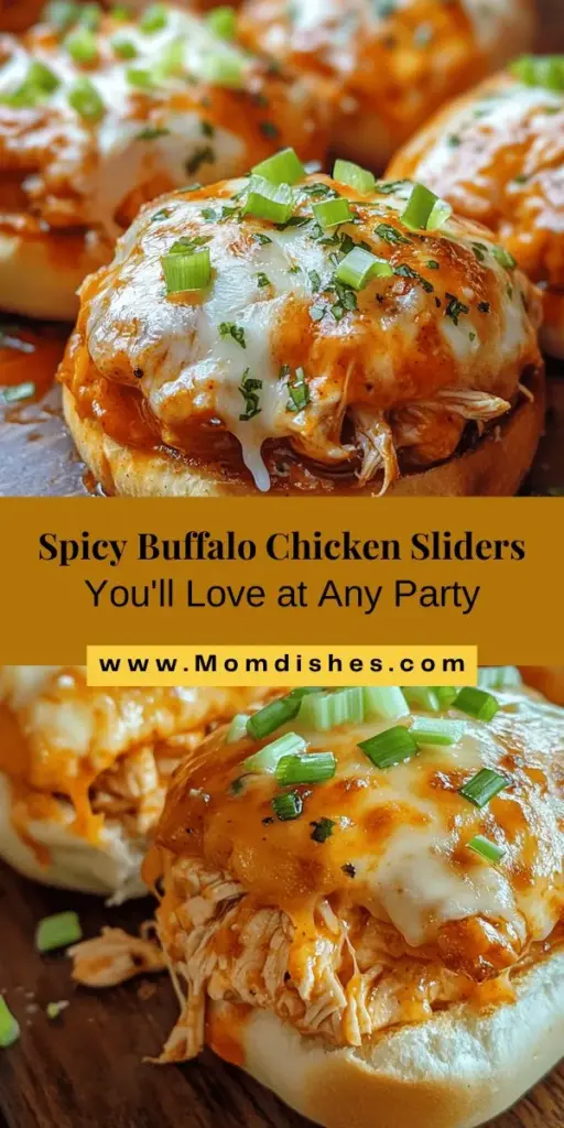 Create delicious and easy Spicy Oven-Baked Buffalo Chicken Sliders for your next gathering! Using shredded rotisserie chicken, buffalo sauce, and creamy ranch dressing, these sliders are packed with flavor and incredibly satisfying. They're perfect for parties, game days, or casual family dinners. Customize them to suit everyone's taste and watch them disappear! Get ready for a bite-sized sensation! #BuffaloChickenSliders #PartyFood #Appetizers #GameDayEats #EasyRecipes