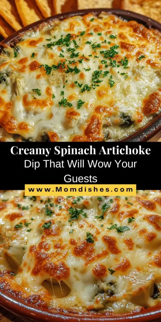 Indulge in the rich and creamy flavors of Creamy Spinach Artichoke Delight, the perfect appetizer for any occasion! This dish combines spinach, artichokes, and a blend of cheeses to create a mouthwatering experience that will wow your guests. Easy to make and delightful to share, it pairs perfectly with veggies, bread, or chips. Whether you're hosting or enjoying a cozy night in, this dip is sure to satisfy your cravings. #Appetizer #SpinachArtichoke #CreamyDip #DeliciousRecipes #ComfortFood