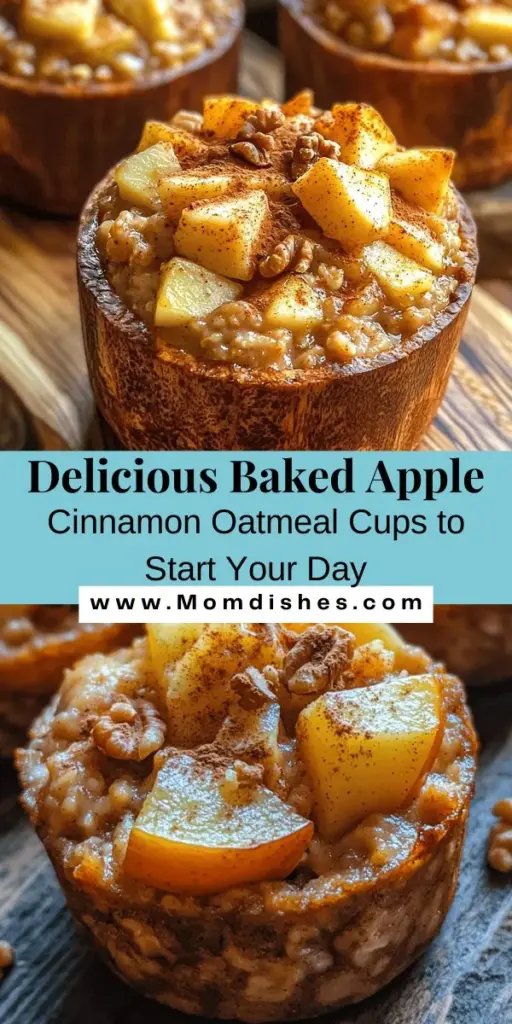 Kickstart your mornings with these baked apple cinnamon oatmeal cups! They're the perfect blend of wholesome ingredients like rolled oats, fresh apples, and warming spices, offering a nutritious and delicious breakfast or snack option. Easy to make and customizable, these cups are loaded with fiber and essential nutrients to keep you energized throughout the day. Perfect for busy mornings or meal prep! #BakedOatmeal #HealthyBreakfast #MealPrep #AppleCinnamon #CleanEating #BreakfastOnTheGo #OatmealCups