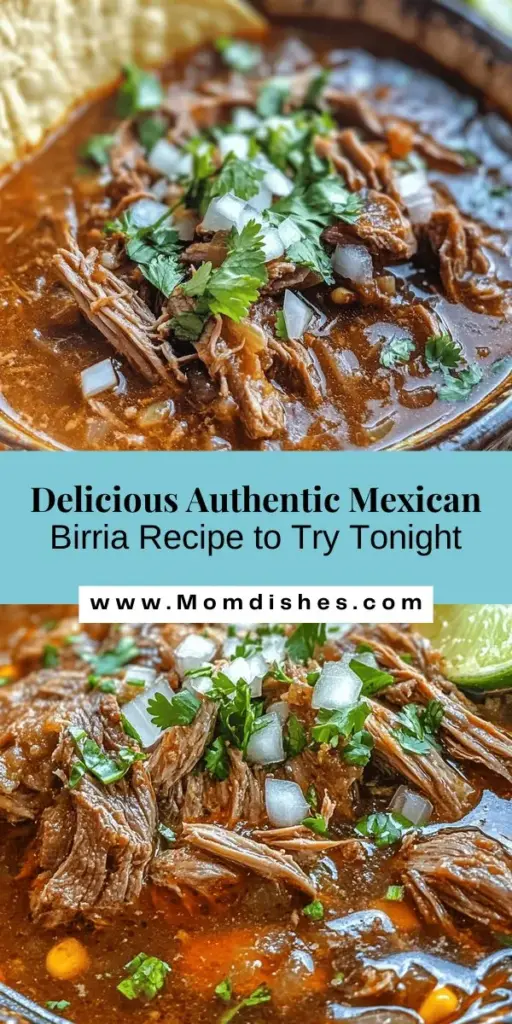 Discover the rich flavors of authentic Mexican birria, a traditional dish from Jalisco that brings family and friends together. This savory stew is made with tender meat, dried chiles, and a blend of spices, creating a warm and comforting experience. Perfect for celebrations or everyday meals, birria can be enjoyed as tacos or with rice. Dive into our authentic recipe and learn about its cultural significance. #Birria #MexicanCuisine #ComfortFood #AuthenticRecipe #Foodie #CookingAtHome #CulinaryTraditions