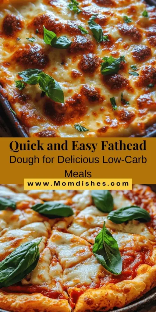 Discover the magic of Quick & Simple Fathead Dough, the ultimate low-carb and gluten-free alternative for your favorite comfort foods! Perfect for pizza, breadsticks, and more, this easy recipe requires just a few basic ingredients like cheese, cream cheese, almond flour, and an egg. Enjoy delicious flavors without the extra carbs! Dive into your culinary adventure today and satisfy those cravings healthily. #Keto #FatheadDough #LowCarb #GlutenFree #HealthyEating #PizzaLovers #CookingAtHome