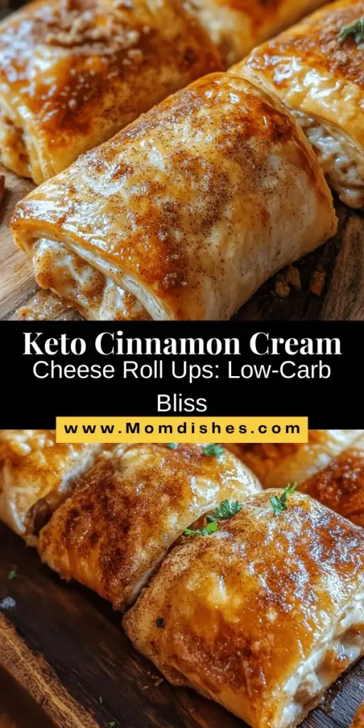 Treat yourself to a delicious low-carb indulgence with Crispy Keto Cinnamon Cream Cheese Roll Ups! These easy-to-make treats are perfect for breakfast, snack time, or dessert. With a crispy exterior and a creamy, flavorful filling, they mimic the taste of traditional cinnamon rolls without the carbs. Ideal for anyone on a keto journey, these roll-ups are sure to become a favorite. Try them today! #KetoRecipes #LowCarb #CinnamonRolls #HealthyEating #KetoDiet #DessertIdeas