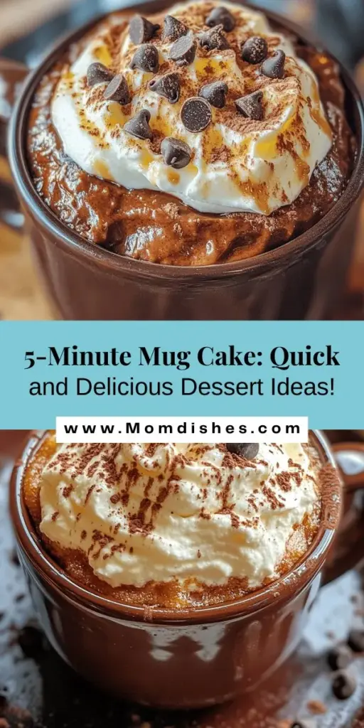 Craving something sweet but short on time? Try this 5-Minute Mug Cake Delight! This quick and easy dessert can be whipped up in just minutes using simple ingredients found in your kitchen. Perfect for busy individuals or spontaneous snack attacks, this single-serving cake is customizable to suit any taste. Indulge in a warm, fluffy treat without the fuss of traditional baking. Check out the recipe now! #MugCake #QuickDessert #Baking #SweetTreats #EasyRecipes #DessertInAMug