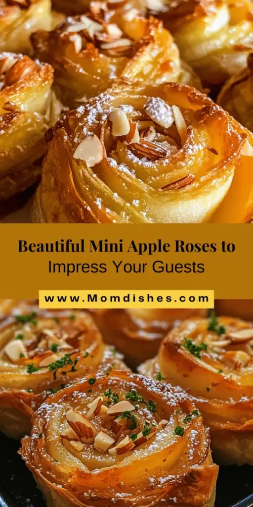 Impress your guests with these stunning Mini Apple Roses! This delightful dessert features tender, thinly sliced apples wrapped in flaky pastry, creating a visually appealing treat that’s perfect for any occasion. Infused with cinnamon and sugar, these charming pastries are easy to make and sure to evoke feelings of nostalgia. Whether for a special celebration or a cozy gathering, these mini roses are a sweet and elegant addition to your dessert table. #Baking #Dessert #MiniAppleRoses #AppleDesserts #PuffPastry