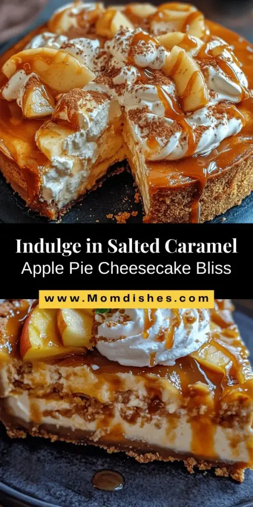 Indulge in the heavenly fusion of flavors with this Salted Caramel Apple Pie Cheesecake! This delightful dessert combines the creamy richness of cheesecake and the warm, spiced goodness of apple pie, all topped with a luscious salted caramel drizzle. Perfect for special occasions or family gatherings, this recipe is a must-try for dessert lovers. Check out the full guide to create this unforgettable treat! #DessertRecipes #Cheesecake #ApplePie #Baking #SaltedCaramel #Homemade desserts