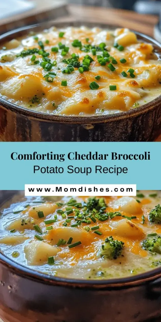 Warm up this winter with a comforting bowl of Cheddar Broccoli Potato Soup! This creamy delight combines hearty potatoes, vibrant broccoli, and sharp cheddar cheese for a nutritious and satisfying meal. Perfect for family gatherings, this recipe is versatile and can easily be adjusted for dietary preferences. Discover the joy of homemade soup that will keep you cozy all season long! #SoupRecipes #ComfortFood #HealthyEating #CheddarSoup #BroccoliPotatoSoup #WinterWarmers