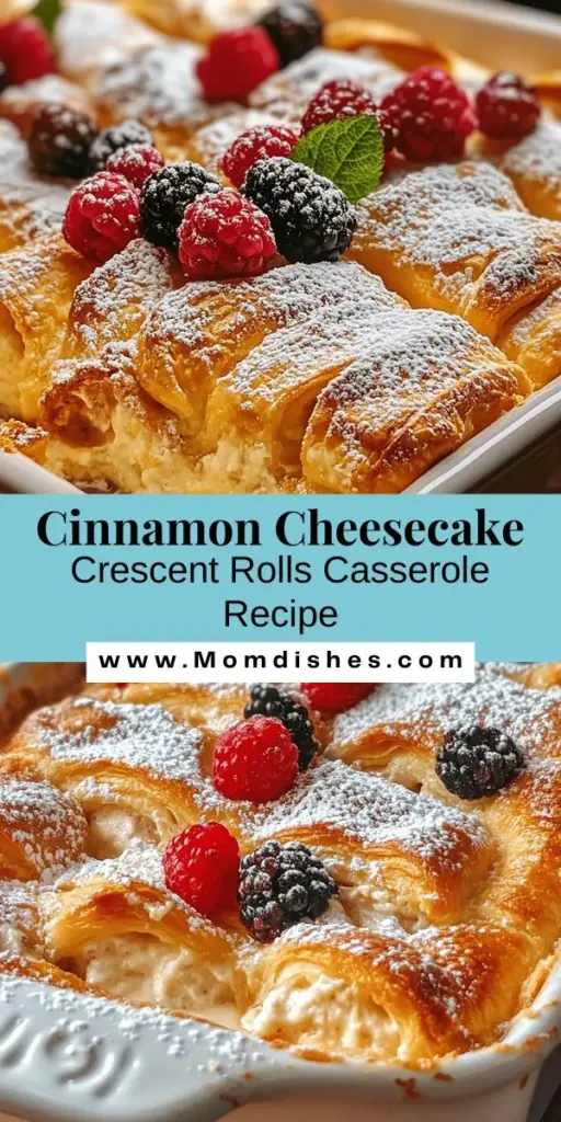 Discover the incredible Cheesecake Crescent Rolls Casserole, a delicious blend of creamy cheesecake and flaky crescent rolls. Perfect for family gatherings or cozy brunches, this easy-to-make dessert can be customized with your favorite fruits or toppings. Everyone will be asking for seconds! Dive into this delightful recipe that's sure to impress. #Cheesecake #CrescentRolls #Casserole #Dessert #Baking #SweetTreats #BrunchIdeas #EasyRecipes