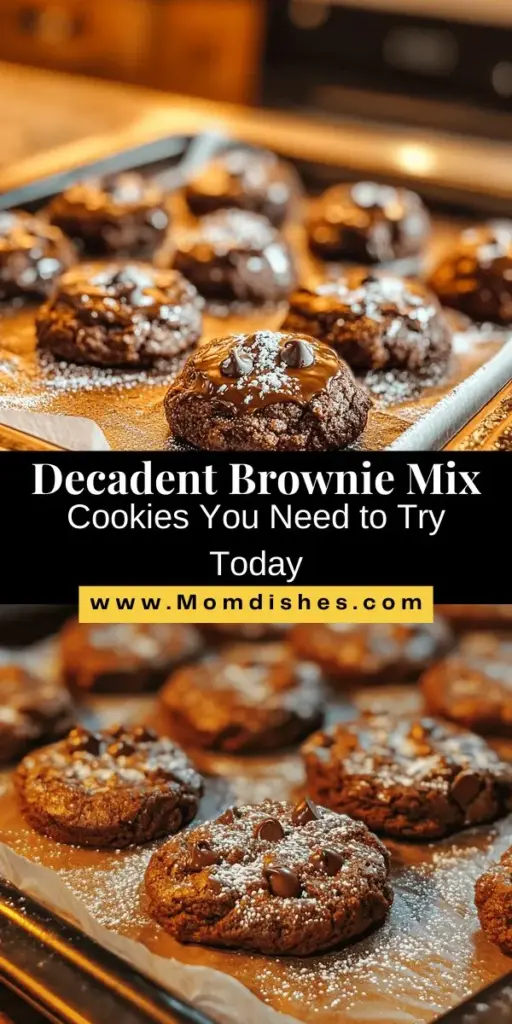 Indulge in the ultimate dessert with decadent brownie mix cookies! These easy-to-make treats blend the fudgy richness of brownies with the chewiness of cookies, satisfying every sweet craving. Perfect for any occasion, they come together quickly using store-bought brownie mix, making baking a breeze. Add chocolate chips or nuts for extra flavor, and enjoy every delicious bite! #BrownieMixCookies #Baking #DessertLovers #Chocolate #CookieRecipe #SweetTreats