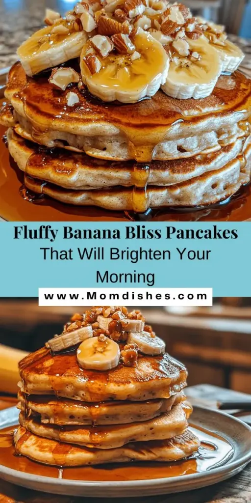 Treat yourself to the ultimate breakfast delight with Fluffy Banana Bliss Pancakes! These delectable pancakes combine the natural sweetness of ripe bananas with a fluffy texture, making them a family favorite. Easy to customize for dietary preferences, you can enjoy them gluten-free or vegan. Top with syrup, fresh fruits, or nuts for a delicious twist. Perfect for any morning, these pancakes are sure to bring smiles! #BananaPancakes #BreakfastIdeas #HealthyEating #PancakeRecipes #BrunchFavorites #ComfortFood