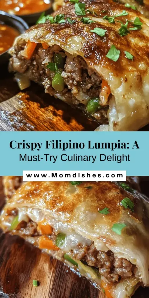 Dive into the delicious world of Filipino Lumpia - the perfect crispy spring rolls that everyone loves! This culinary gem isn't just a treat; it's a tradition bridging families and friends together. Discover various types like the fresh Lumpiang Sariwa and the beloved Lumpiang Shanghai, bursting with flavor. Learn to make them at home with our easy-to-follow guide and impress your guests! #Lumpia #FilipinoCuisine #Foodie #CookingAtHome #Appetizers #CrispyDelights