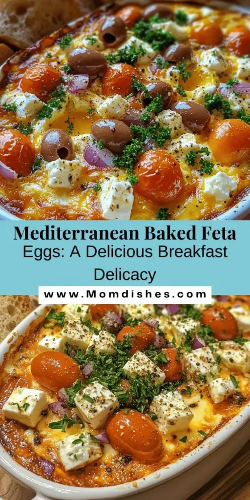 Start your day with a burst of flavor and nutrition by trying Mediterranean Baked Feta Eggs! This delightful dish combines creamy feta, fresh vegetables, and protein-packed eggs, making it a perfect breakfast or brunch option. With the richness of feta, sweetness of cherry tomatoes, and savory notes from garlic and onions, it's a meal the whole family will love. Dive into this vibrant Mediterranean classic for a healthy start! #MediterraneanDiet #BakedFetaEggs #HealthyRecipes #BrunchIdeas #FoodieFavorites #HealthyEating #EggRecipes