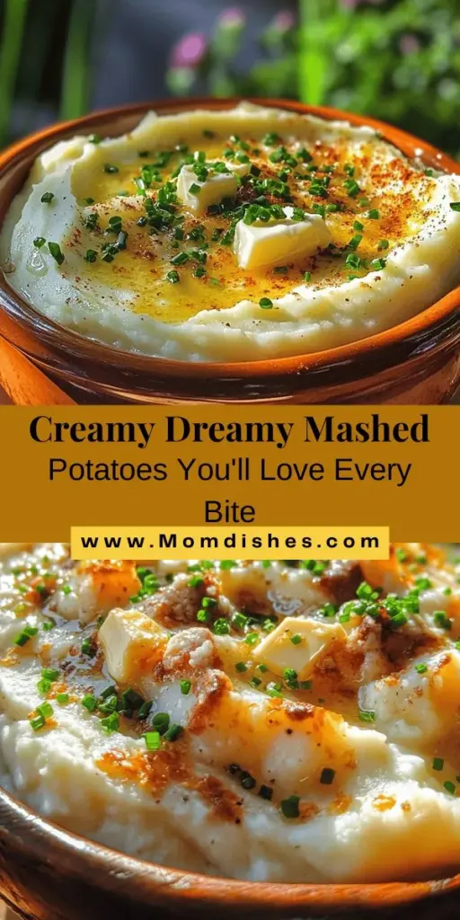 Indulge in the ultimate comfort food with this Dreamy Creamy Mashed Potatoes recipe! Made with russet potatoes, unsalted butter, heavy cream, and sour cream, these mashed potatoes offer a velvety texture and rich flavor that's perfect for any meal. Enhance your dish with garlic and simple seasonings for a delightful twist. Whether it's a holiday feast or a cozy dinner, these mashed potatoes will be a showstopper! #MashedPotatoes #ComfortFood #CookingTips #RecipeInspo #Foodie