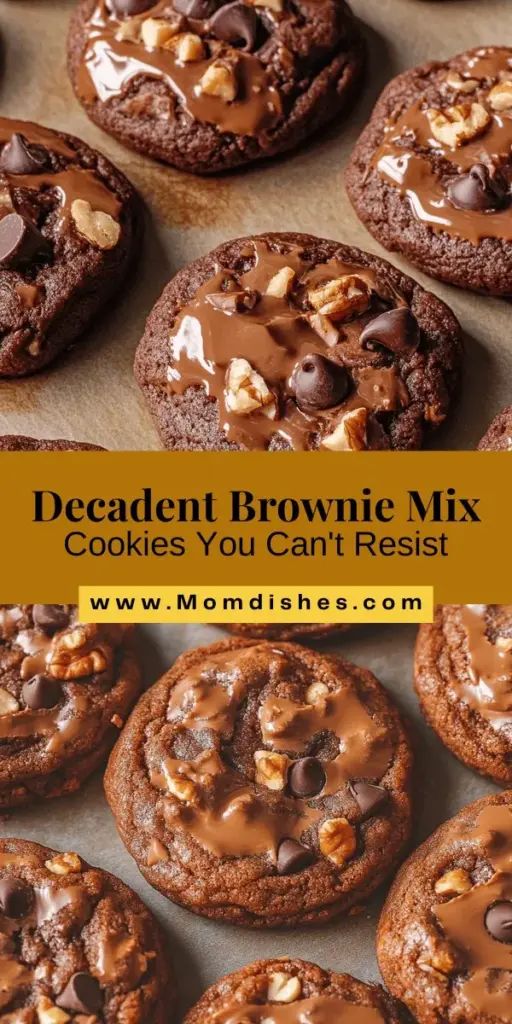 Satisfy your sweet tooth with these decadent brownie mix cookies, the perfect blend of rich, fudgy brownies and convenient cookies. Easy to make and customizable, they’re ideal for any occasion! Whether you add nuts, sprinkles, or chocolate chips, these cookies promise a delightful treat that's soft on the inside and crispy on the outside. Check out the recipe and start baking today! #cookies #baking #dessert #brownies #sweettooth #homemadecookies #treatyourself