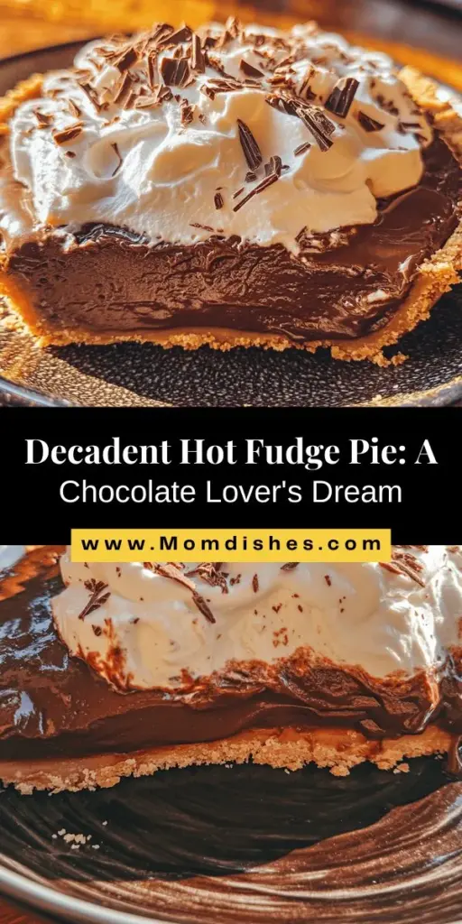 Indulge in the ultimate dessert experience with this Decadent Hot Fudge Pie recipe! Perfectly rich chocolate filling meets a crisp graham cracker crust, topped with luscious whipped cream or hot fudge. Ideal for celebrations or as a sweet treat anytime, this pie is sure to impress friends and family. Celebrate homemade desserts that create memories around the table! #DessertRecipe #ChocolateLovers #HotFudgePie #BakingFromScratch #SweetTooth #HomemadeGoodness #FoodieDelight