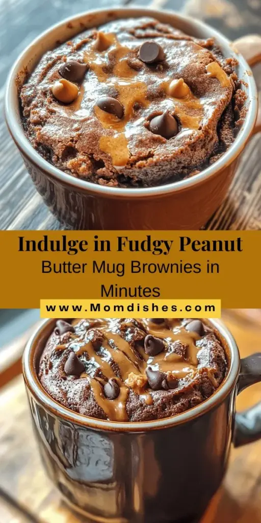 Craving something sweet in a snap? Try this Fudgy Peanut Butter Mug Brownie! Ready in just minutes, this delicious treat combines rich chocolate and creamy peanut butter for an indulgent dessert that's perfect for any time. With simple ingredients and easy steps, you'll have a cozy, warm brownie in no time. Customize it with chocolate chips or nuts for an extra touch. Perfect for satisfying sweet cravings fast! #MugBrownie #DessertInAMug #QuickTreat #PeanutButterLovers #ChocolateDessert #EasyRecipes