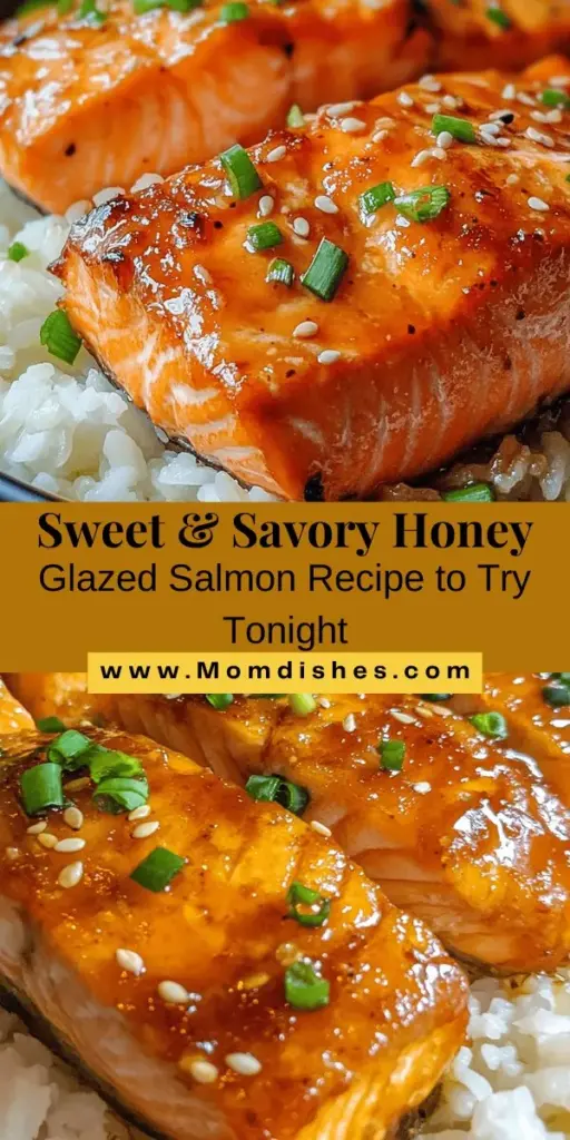 Discover the delicious and healthy world of honey glazed salmon with this easy-to-follow recipe! Packed with omega-3 fatty acids, vitamins, and minerals, this dish perfectly balances sweet and savory flavors. Marinate your salmon in a delightful honey, soy, and Dijon glaze, then bake for a mouthwatering meal that impresses. It’s ideal for weeknight dinners or special occasions. Try it today for a nutritious boost! #HoneyGlazedSalmon #HealthyCooking #EasyRecipes #SeafoodLovers #YummyMeals