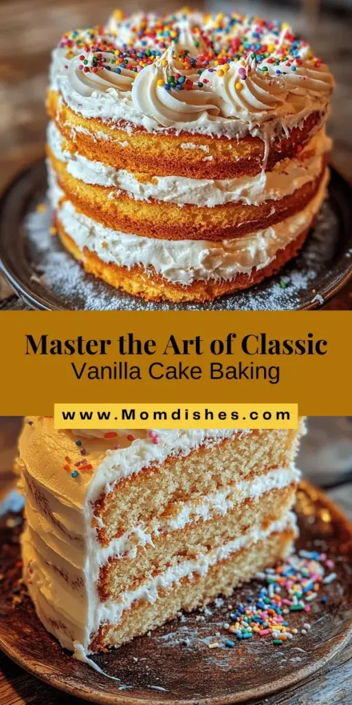 Discover the delightful world of baking with this classic vanilla cake recipe! Perfect for any occasion, this moist and fluffy cake is an essential staple for birthdays, weddings, and family gatherings. With simple steps, quality ingredients, and creative decoration ideas, you'll be able to impress your loved ones with a delicious homemade treat. Dive into the history and versatility of this timeless dessert today! #VanillaCake #Baking #Dessert #ClassicRecipes #HomemadeDelights