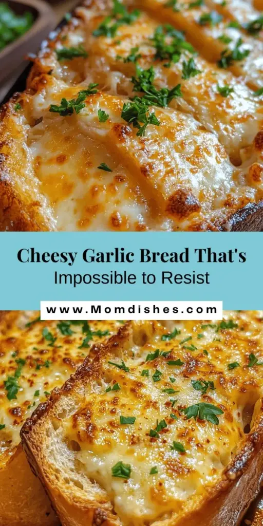 Indulge in the ultimate comfort food with our Cheesy Garlic Bread Extravaganza! This delectable treat marries rich garlic butter with gooey melted cheese, creating an irresistible side dish perfect for any meal. Whether you're enjoying it with pasta, soup, or as a snack on its own, this recipe will bring warmth and joy to your table. Discover the secret to the perfect cheesy garlic bread and elevate your culinary game. #CheesyGarlicBread #ComfortFood #Foodie #HomeCooking #DeliciousEats #DinnerIdeas #GarlicLovers