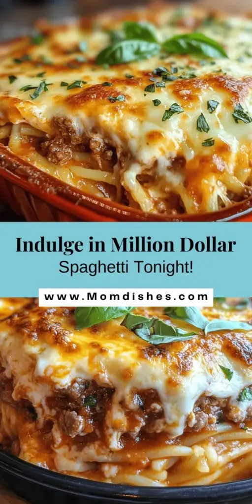 Indulge in the comforting layers of Million Dollar Spaghetti, a delightful twist on traditional pasta that brings your family together around the dinner table. With hearty ground meats, creamy cheeses, and aromatic herbs, this dish is perfect for any occasion. Follow our easy steps for a satisfying meal that impresses guests and satisfies cravings. Try it tonight for a taste of true comfort! #MillionDollarSpaghetti #PastaLove #ComfortFood #FamilyDinner #CookingInspiration #CheesyGoodness