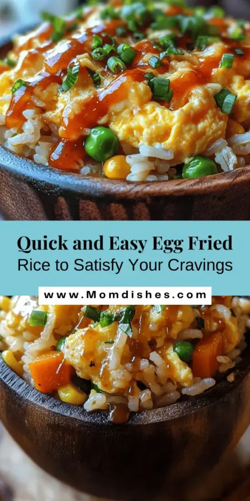 Discover the joy of home cooking with this quick and flavorful egg fried rice recipe! Made with fluffy eggs, tender jasmine rice, and colorful mixed vegetables, this versatile dish is perfect for busy weeknights. Customize it to fit your pantry, from proteins to spices, and enjoy a comforting meal in no time. Perfect for reducing food waste and satisfying cravings, it’s a must-try! #EggFriedRice #EasyRecipes #ComfortFood #CookingAtHome #HealthyEating #HomeCooking #FriedRiceRecipe