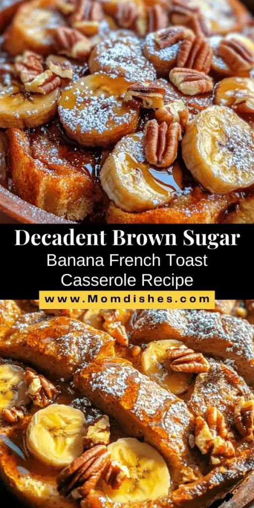 Treat yourself to a delightful breakfast with our Brown Sugar Banana French Toast Casserole recipe. This easy-to-make dish combines the sweetness of ripe bananas and brown sugar, creating a warm, custardy texture that everyone will love. Perfect for brunches, family gatherings, or a simple indulgence, this casserole is sure to impress. Prep the night before and enjoy a cozy morning! #FrenchToastCasserole #BrunchIdeas #BreakfastDelights #Bananas #ComfortFood #EasyRecipes #WeekendBrunch