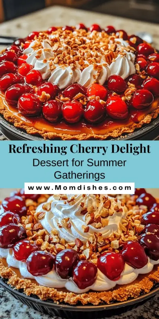 Beat the summer heat with the refreshing Classic Cherry Delight! This layered dessert features juicy cherries, a creamy filling, and a buttery crust, making it a perfect treat for picnics and gatherings. Easy to prepare, it combines fresh or frozen cherries with a touch of lemon and almond flavor. Delight your guests with its beautiful presentation and delicious taste. Dive into this summer staple! #ClassicCherryDelight #SummerDesserts #CherryRecipes #Baking #HomemadeTreats #DessertLovers