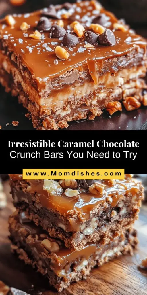 Indulge your sweet tooth with these decadent caramel chocolate crunch bars! A perfect blend of crunchy graham cracker, chewy caramel, and rich chocolate makes for an irresistible treat. Whether for a gathering or a cozy night in, these bars promise to delight. Easy to customize with nuts or different chocolates, they're not just delicious but also a fun baking project. Try a bite for a sweet experience you won’t forget! #DessertGoals #CaramelChocolate #SweetTreats #BakingJoy #FoodieDelight