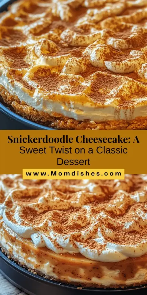 Discover the blissful fusion of flavors with our Snickerdoodle Cheesecake Delight! This irresistible dessert combines the creamy goodness of cheesecake with the nostalgic taste of snickerdoodle cookies, featuring warm cinnamon and a crunchy graham cracker crust. Perfect for celebrations or cozy gatherings, this unique treat is sure to impress everyone. Try it out and elevate your dessert game! #CheesecakeRecipes #DessertLovers #Baking #Snickerdoodles #TreatYourself