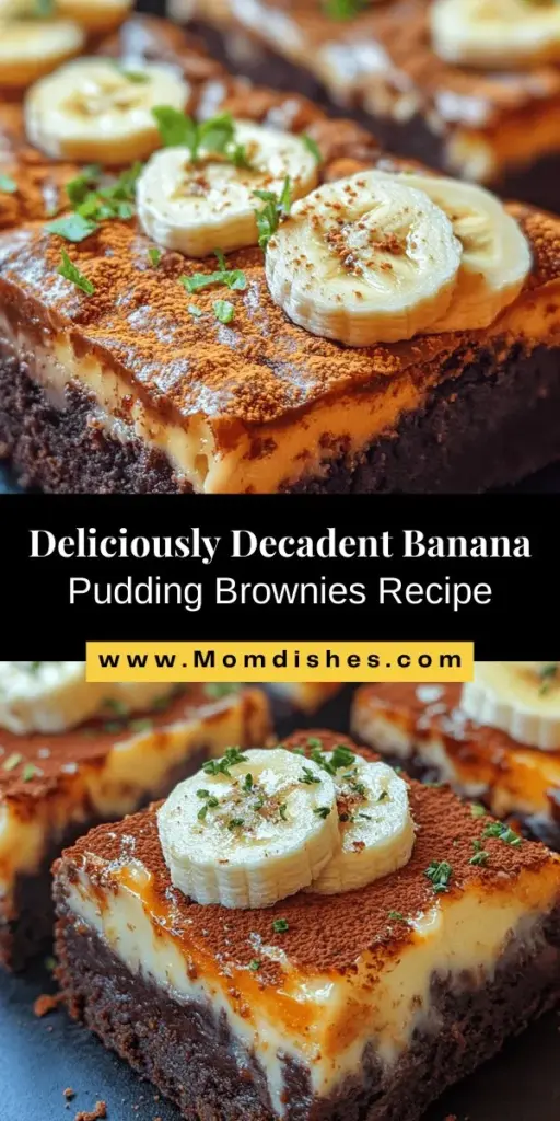 Treat yourself to a delicious twist on two classic desserts with these Banana Pudding Brownies! Combining rich, fudgy brownies with creamy banana pudding, this recipe is perfect for any celebration or just a weekend treat. With layers of flavor and texture, topped with fresh bananas and crunchy vanilla wafers, these brownies are sure to impress. Try this unique dessert and indulge in every delicious bite! #BananaPuddingBrownies #DessertIdeas #Baking #SweetTreats #ChocolateLovers #BananaDessert