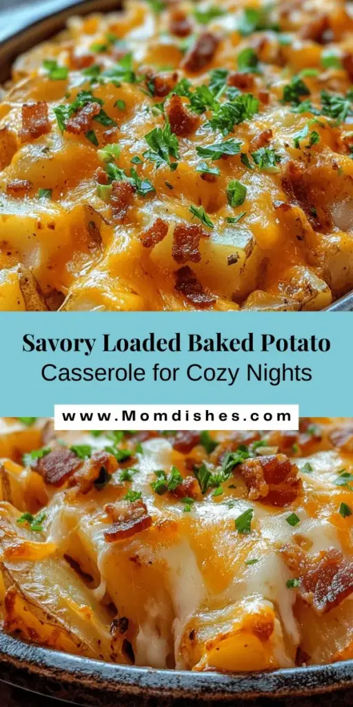 Discover the irresistible comfort of Loaded Baked Potato Casserole, a delicious twist on the classic baked potato. This creamy, cheesy dish is loaded with flavor and perfect for family gatherings or weeknight dinners. Made with russet potatoes, sour cream, sharp cheddar, and crispy bacon, it's a crowd-pleaser that can be prepared in advance. With its rich ingredients and easy preparation steps, it's the ultimate cozy meal everyone will love. Easy to customize and serve, this casserole is sure to become a favorite in your home.