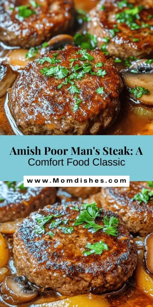 Discover the heartwarming flavors of Amish Poor Man's Steak, a comforting and budget-friendly dish that's perfect for family gatherings. This recipe showcases the simplicity and richness of Amish culinary tradition, using wholesome ingredients like ground beef, breadcrumbs, and Parmesan cheese. Savor the joy of togetherness as you gather around the table to enjoy this hearty meal. Make unforgettable memories with every bite! #ComfortFood #AmishCooking #FamilyRecipes #FoodTradition #HomeCookedMeals