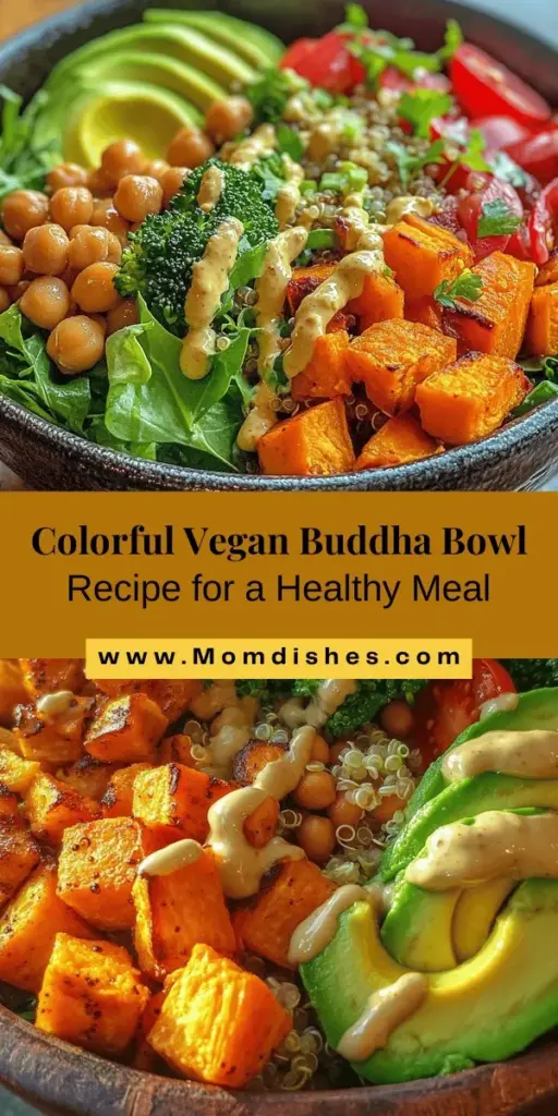 Discover the joy of plant-based eating with this Vibrant Vegan Buddha Bowl recipe! Packed with colorful ingredients like quinoa, sweet potatoes, chickpeas, and fresh greens, this bowl not only pleases the eye but also nourishes your body. With its rich flavors and numerous health benefits, it’s perfect for lunch or dinner. Embrace the beauty of a balanced diet and enjoy a deliciously fulfilling meal. #BuddhaBowl #VeganRecipes #HealthyEating #PlantBased #Nutrition #MealPrep #ColorfulFood #Foodie