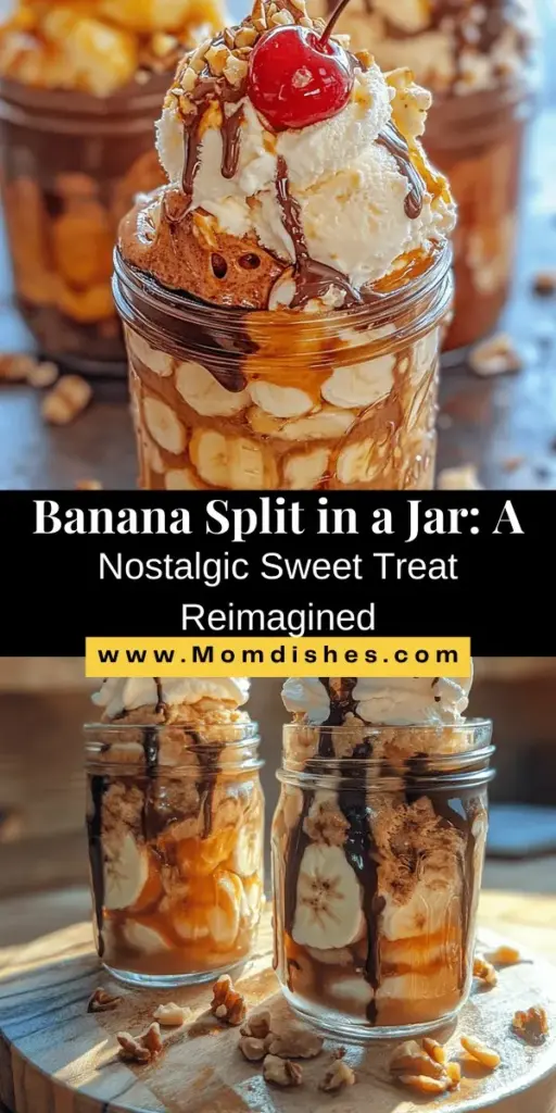 Treat yourself to a fun twist on a classic dessert with this delightful Banana Split in a Jar! This easy-to-make recipe captures all the nostalgia of the original banana split while offering a charming, layered presentation. Perfect for gatherings or a cozy night in, it's customizable with your favorite flavors and toppings. Enjoy the creamy ice cream, ripe bananas, and rich sauces all in a cute jar! #BananaSplit #DessertInAJar #EasyRecipes #NostalgicTreat #SweetTooth #SummerDesserts