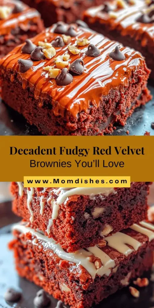 Indulge in the ultimate dessert with this fudgy red velvet brownies recipe! These brownies combine the rich, velvety flavors of red velvet with a dense, moist texture that’s hard to resist. Perfect for any occasion, they’re topped with creamy frosting for an extra touch of decadence. Follow our step-by-step guide to baking perfection and customize with your favorite mix-ins. Treat yourself today! #RedVelvetBrownies #DessertLovers #BakingJoy #FudgyGoodness