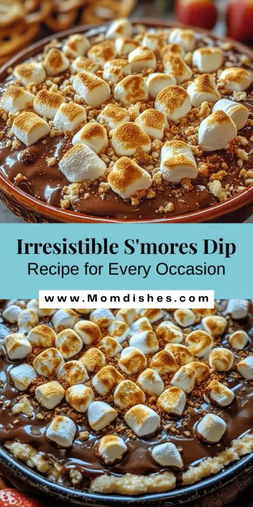 Dive into the ultimate dessert experience with S’mores Dip Extravaganza! This indulgent dessert transforms classic campfire s'mores into a gooey, interactive dip perfect for any occasion. Melted chocolate, fluffy marshmallows, and crunchy graham crackers come together for a crowd-pleasing favorite. Ideal for gatherings or cozy nights in, customize it with your favorite dippers and flavors. Get ready to wow your friends and family with this delicious treat! #S'moresDip #Dessert #SweetTreat #PartyFood #ChocolateLovers #EasyRecipes