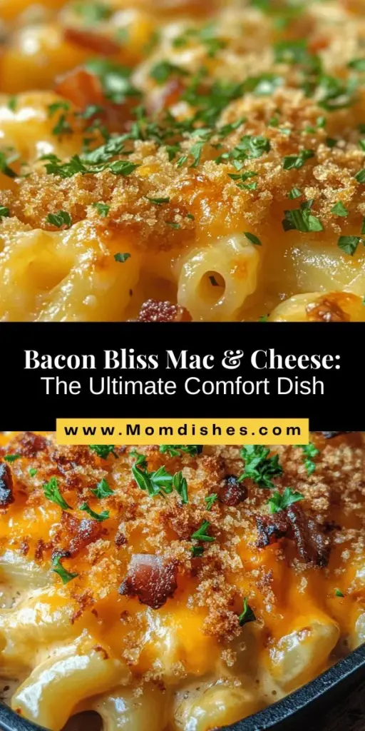 Indulge in the ultimate comfort food with Bacon Bliss Mac & Cheese! This creamy, cheesy delight is elevated by crispy thick-cut bacon, creating a perfect balance of flavors and textures. Learn how to whip up this mouthwatering dish with easy step-by-step instructions and discover the key ingredients that make it truly special. Perfect for family dinners or cozy nights, this recipe is sure to impress. #MacAndCheese #ComfortFood #BaconLovers #Foodie #RecipeIdeas