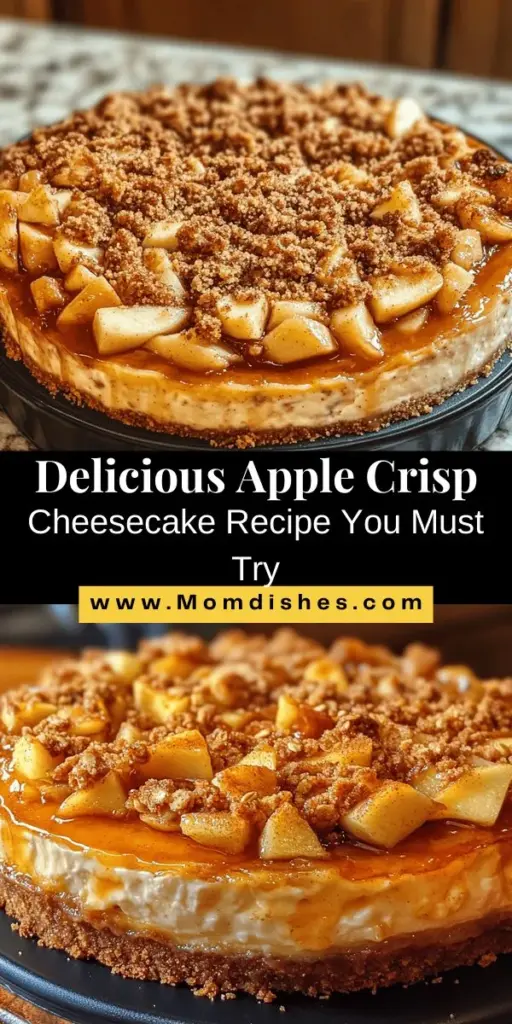 Create a show-stopping dessert that your guests will love with this step-by-step guide to Apple Crisp Cheesecake! This delightful treat combines creamy cheesecake with spiced apples and a crunchy streusel topping for a flavor explosion in every bite. Perfect for family gatherings or special occasions, this recipe is easy to follow and sure to impress. Indulge in this decadent dessert and enjoy the beautiful combination of textures. #AppleCrispCheesecake #DessertRecipe #Baking #CheesecakeLove #Foodie #YummyFood