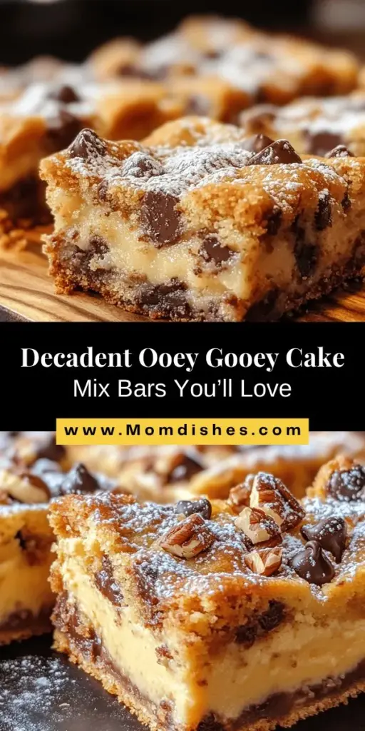 Indulge in the sweet delight of Ooey Gooey Cake Mix Bars, a simple yet irresistible dessert that’s perfect for any occasion! With a soft, buttery crust and a creamy, tangy filling made from cream cheese, these bars are a delicious treat that everyone will love. Customize with mix-ins like chocolate chips or nuts for added flavor. Get ready to impress your family and friends with this easy recipe! #CakeMixBars #DessertRecipes #BakingJoy #SweetTreats #OoeyGooey