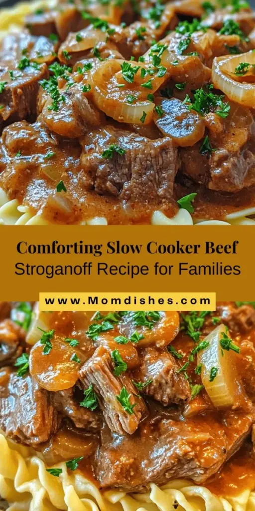 Discover the ultimate comfort food with our Slow Cooker Pot Roast Beef Stroganoff! This hearty dish features tender chuck roast slow-cooked with savory mushrooms, onions, and a creamy sauce, making it perfect for family dinners. Quick to prepare, simply toss your ingredients in the slow cooker and come home to a delicious meal. Serve over egg noodles or rice for a satisfying dinner. #BeefStroganoff #SlowCooker #ComfortFood #FamilyDinner #EasyRecipes #HomeCooking #MeltInYourMouth